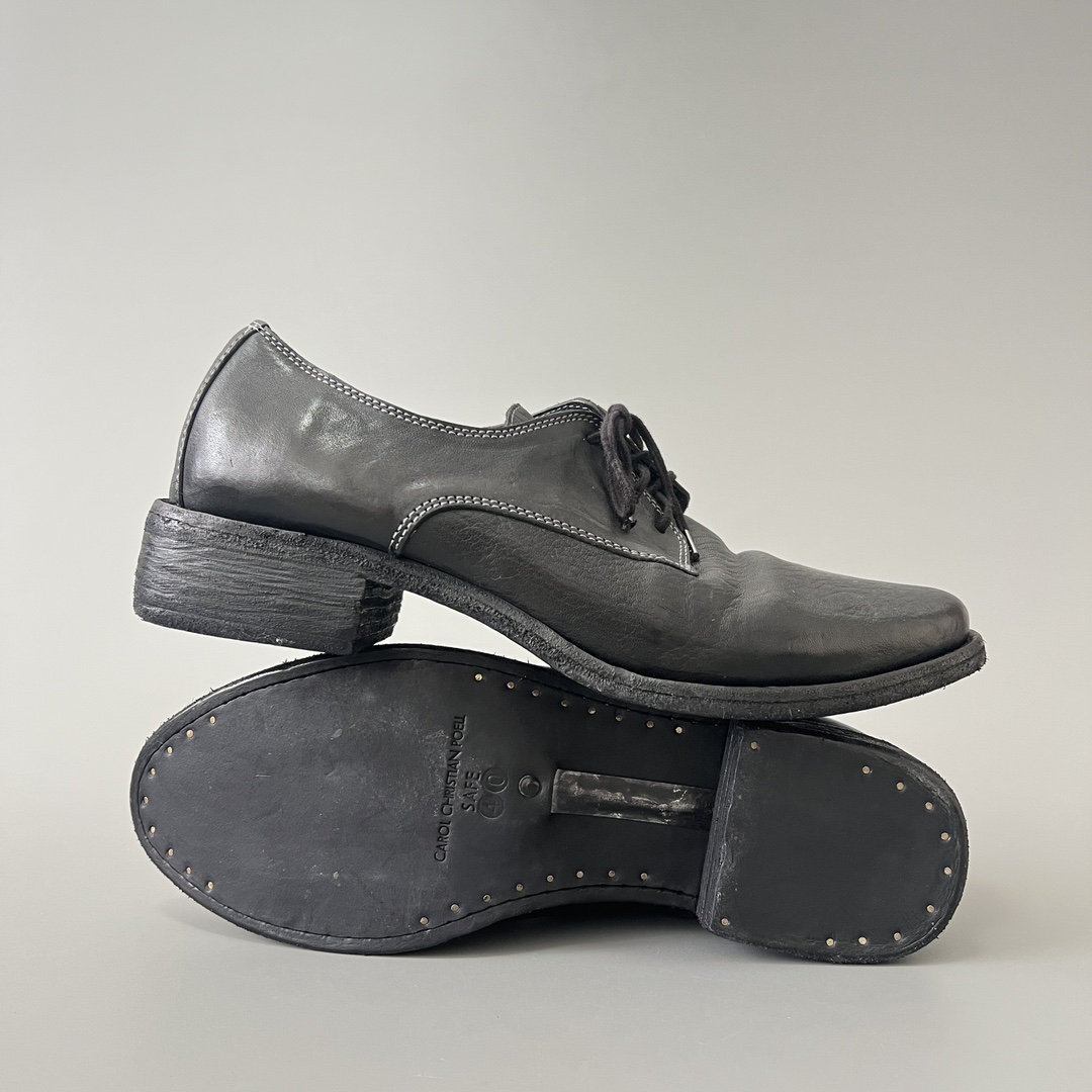 GUlDI 德比 尖头 CCP 皮鞋 系带 低筒 老爹鞋 运动 复古板鞋 休闲鞋 男鞋 黑色 