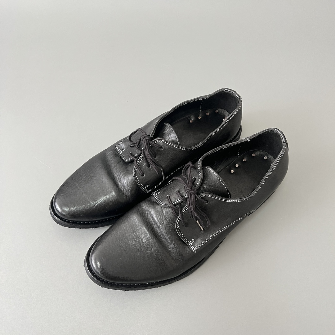 GUlDI 德比 尖头 CCP 皮鞋 系带 低筒 老爹鞋 运动 复古板鞋 休闲鞋 男鞋 黑色 