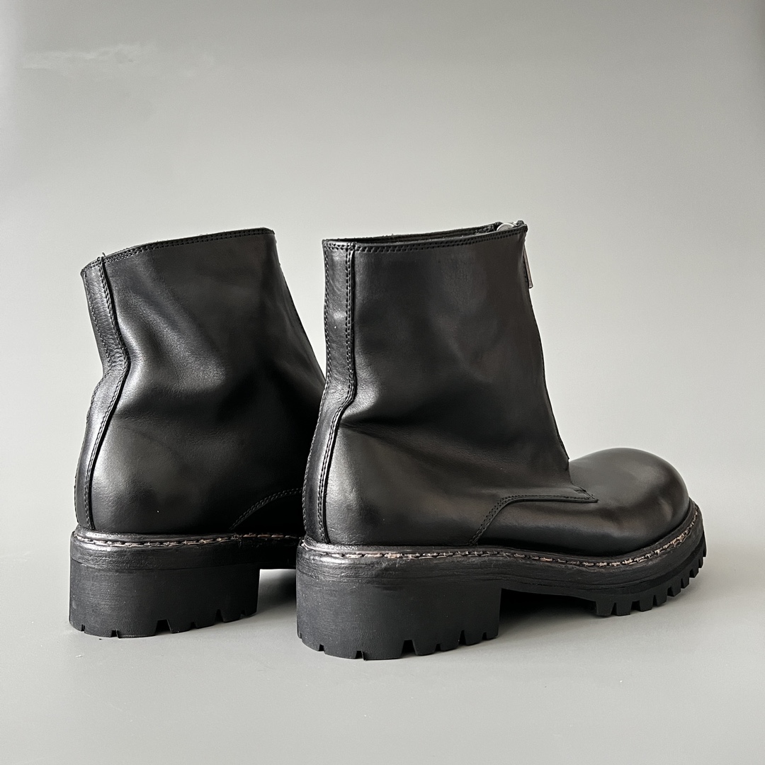 GUlDI 皮鞋 高筒 皮鞋 老爹鞋 运动 复古板鞋 休闲鞋 男鞋 黑色拉链 GR05F-RVRU