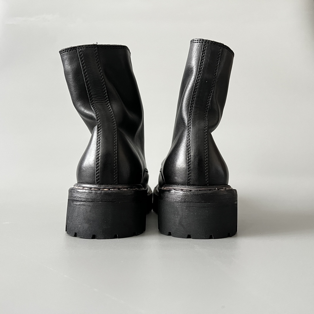 GUlDI 皮鞋 高筒 皮鞋 老爹鞋 运动 复古板鞋 休闲鞋 男鞋 黑色拉链 GR05F-RVRU