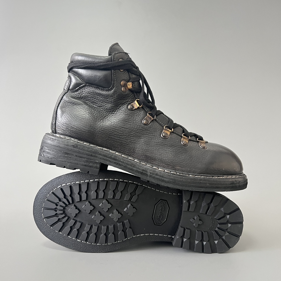 GUlDI 皮鞋 高筒 皮鞋 圆头系带 及踝 户外靴 休闲鞋 男鞋 黑色 19HORSE