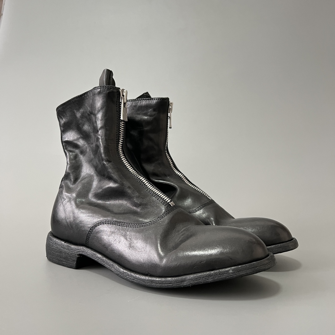 GUlDI 德比 皮鞋 休闲鞋 男鞋 靴子 黑色 拉链 210-M-BLKT