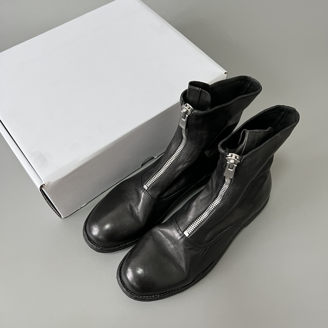 GUlDI 德比 皮鞋 休闲鞋 男鞋 靴子 黑色 拉链 210-M-BLKT