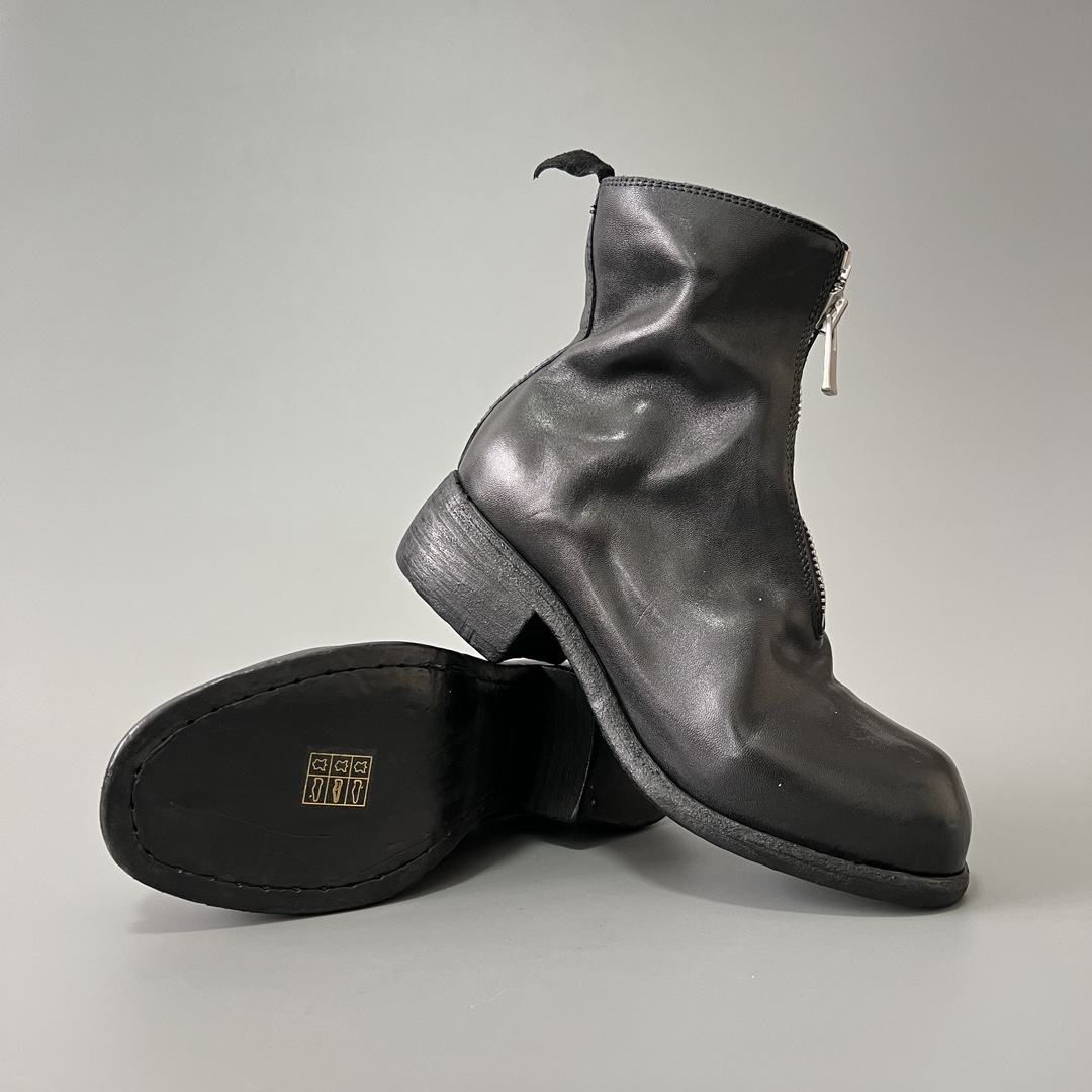 GUlDI 德比 皮鞋 休闲鞋 男鞋 靴子 黑色 拉链  PL1-HORSE40BLK