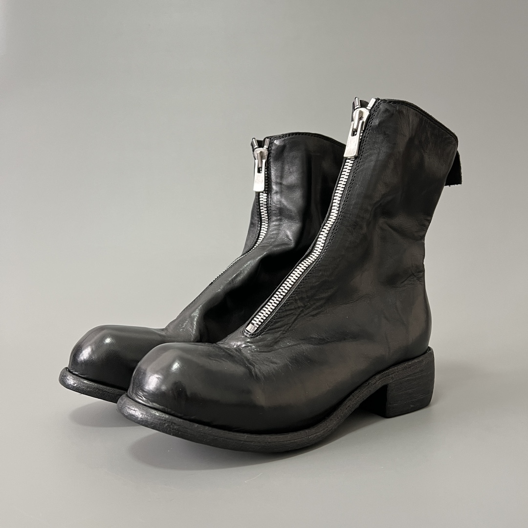 GUlDI 德比 皮鞋 休闲鞋 男鞋 靴子 黑色 拉链  PL2