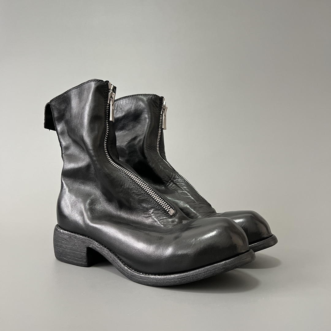 GUlDI 德比 皮鞋 休闲鞋 男鞋 靴子 黑色 拉链  PL2