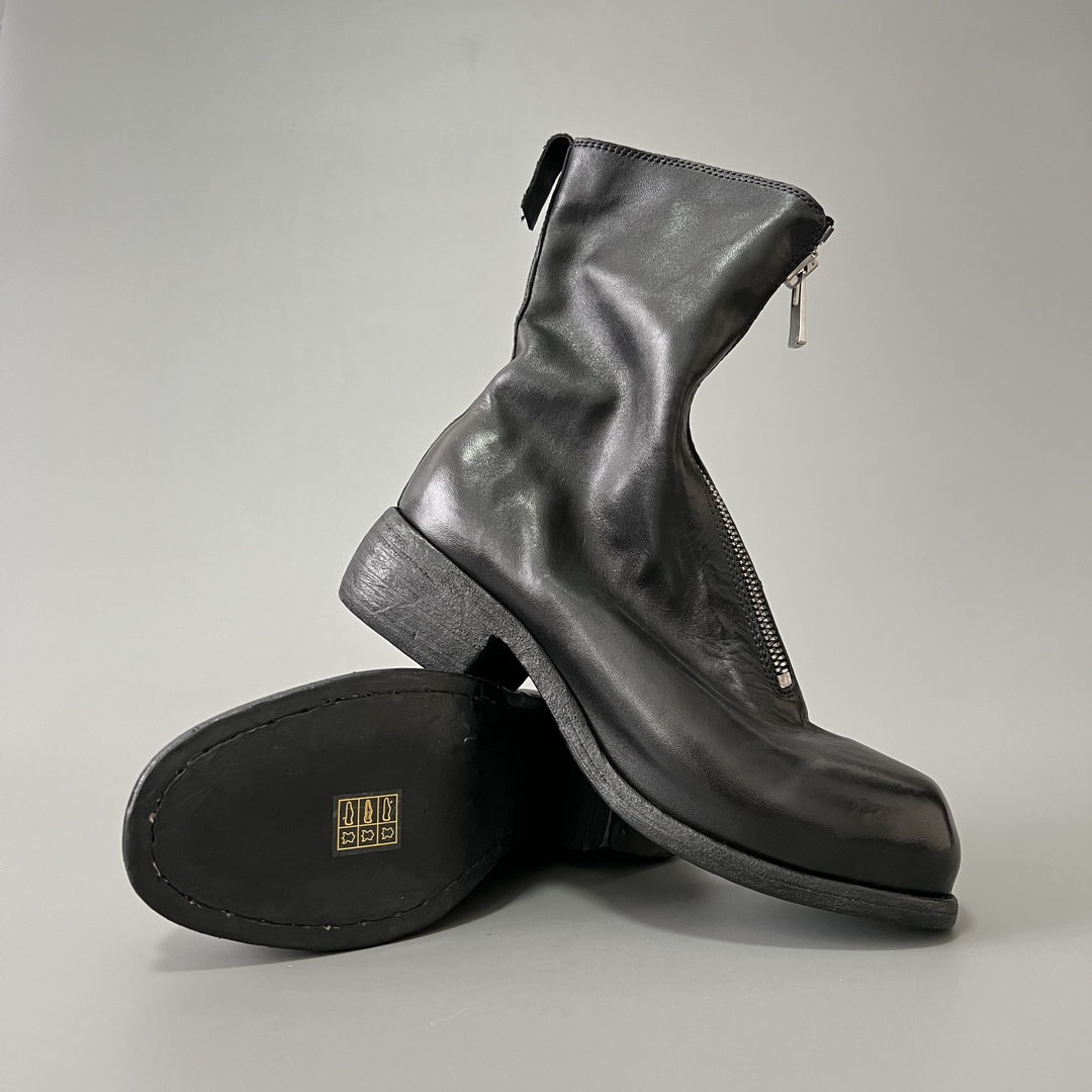 GUlDI 德比 皮鞋 休闲鞋 男鞋 靴子 黑色 拉链  PL2