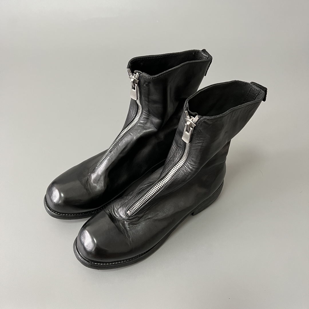 GUlDI 德比 皮鞋 休闲鞋 男鞋 靴子 黑色 拉链  PL2