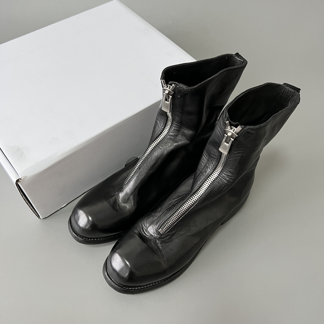 GUlDI 德比 皮鞋 休闲鞋 男鞋 靴子 黑色 拉链  PL2