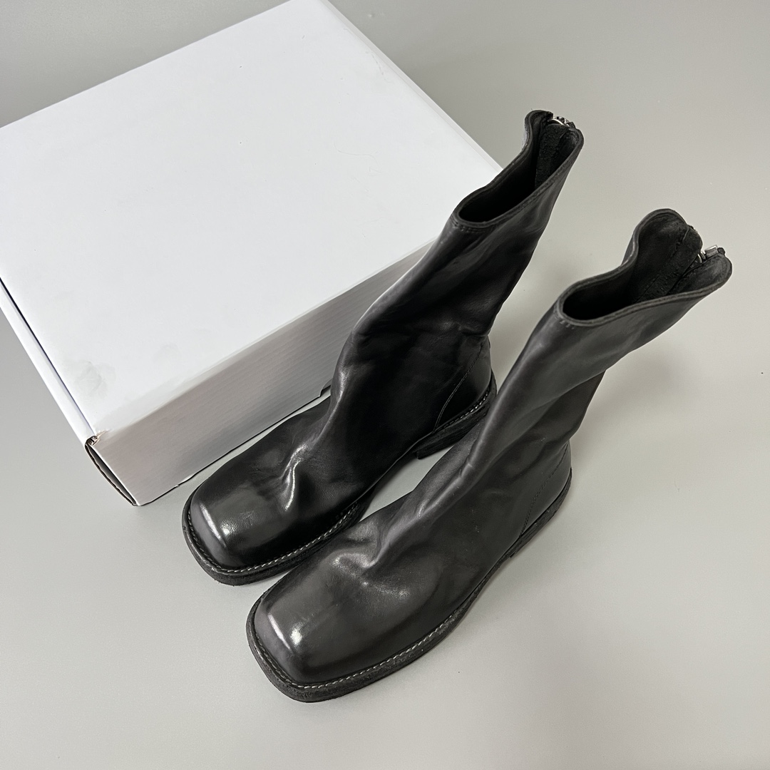 GUlDI 德比 皮鞋 休闲鞋 男鞋 靴子 黑色 拉链  9088-BLK