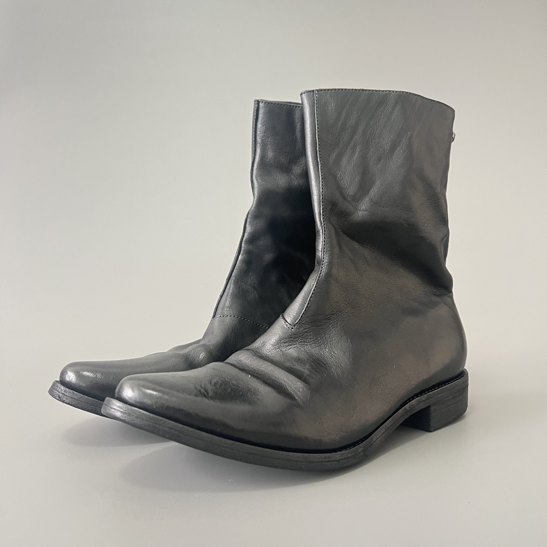 GUlDI 德比 尖头 皮鞋 休闲鞋 男鞋 靴子 黑色 拉链 CCP