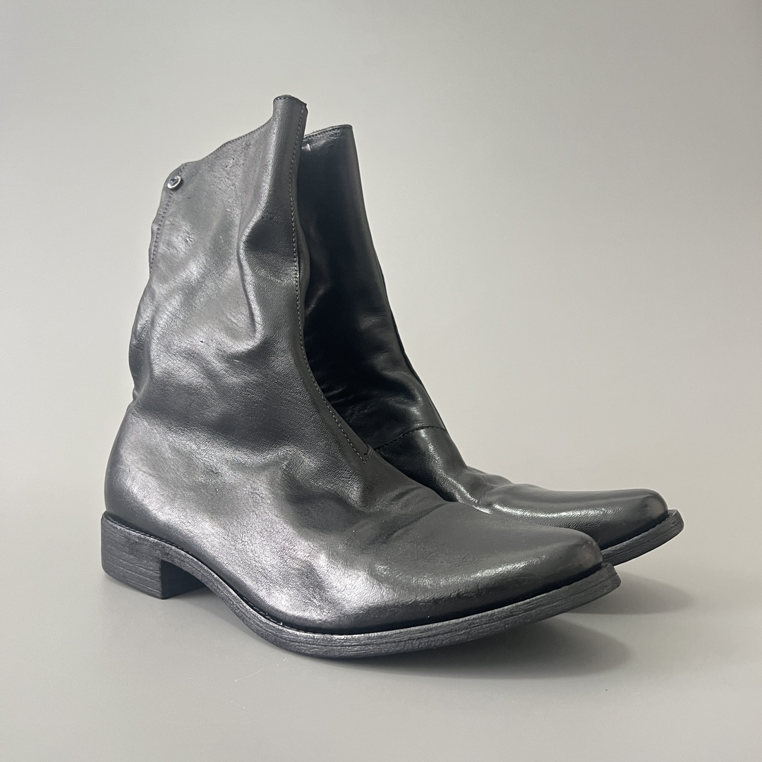 GUlDI 德比 尖头 皮鞋 休闲鞋 男鞋 靴子 黑色 拉链 CCP