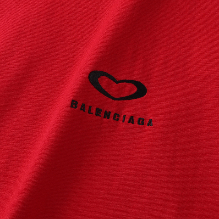 Balenciaga 巴黎世家 25七夕情人节  印花短袖 T恤 圆领 短款 夏季 红色A5 764235TSVX76400