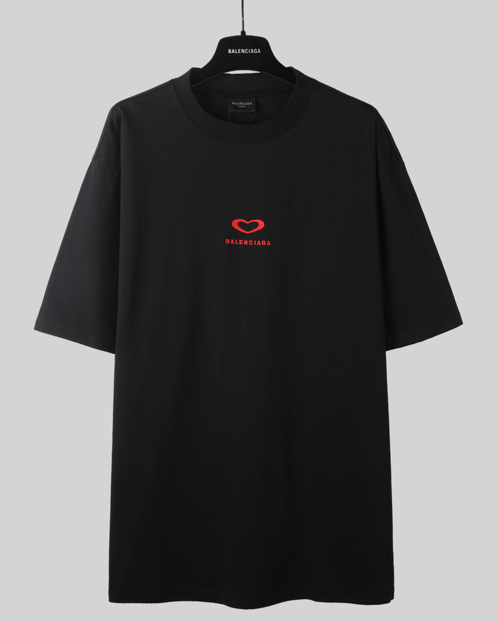 Balenciaga 巴黎世家 25七夕情人节  印花短袖 T恤 圆领 短款 夏季 黑色A5 764235TSVX71000