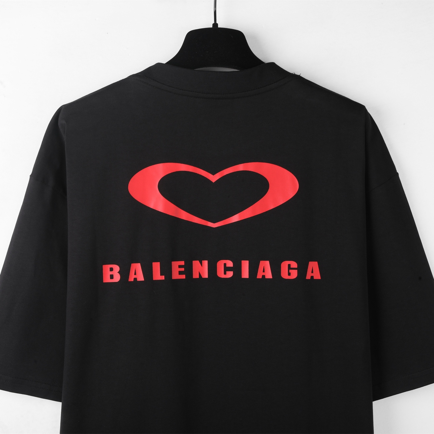 Balenciaga 巴黎世家 25七夕情人节  印花短袖 T恤 圆领 短款 夏季 黑色A5 764235TSVX71000