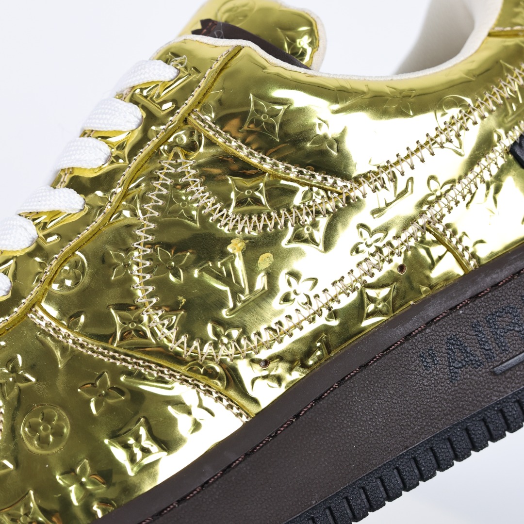 原盒版 帶配件 Louis Vuitton  Air Force 1 Low  LV 空军 低筒  休闲鞋 运动鞋 板鞋 男鞋 女鞋 金色 1A9VG0