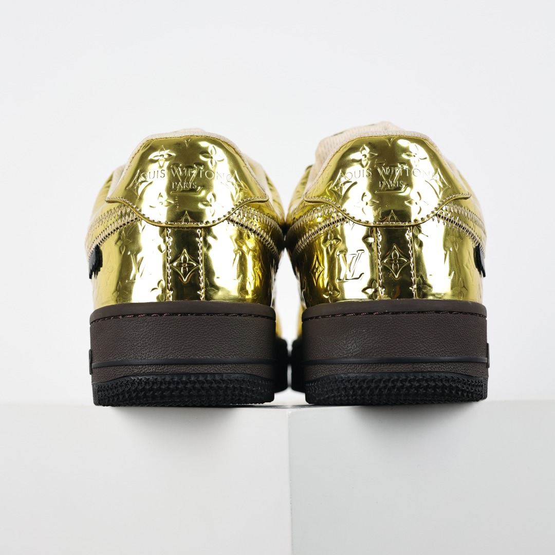 原盒版 帶配件 Louis Vuitton  Air Force 1 Low  LV 空军 低筒  休闲鞋 运动鞋 板鞋 男鞋 女鞋 金色 1A9VG0
