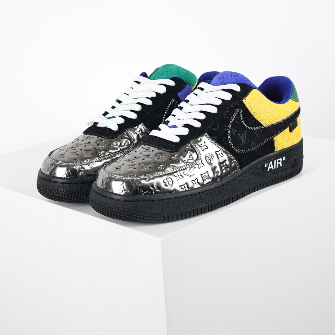 原盒版 帶配件 Louis Vuitton  Air Force 1 Low  LV 空军 低筒  休闲鞋 运动鞋 板鞋 男鞋 女鞋 黑黄银 1A9VCH