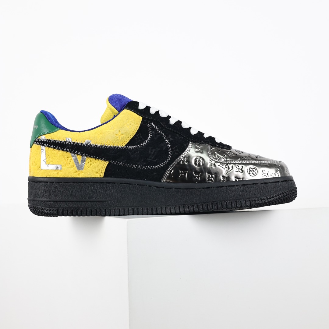 原盒版 帶配件 Louis Vuitton  Air Force 1 Low  LV 空军 低筒  休闲鞋 运动鞋 板鞋 男鞋 女鞋 黑黄银 1A9VCH