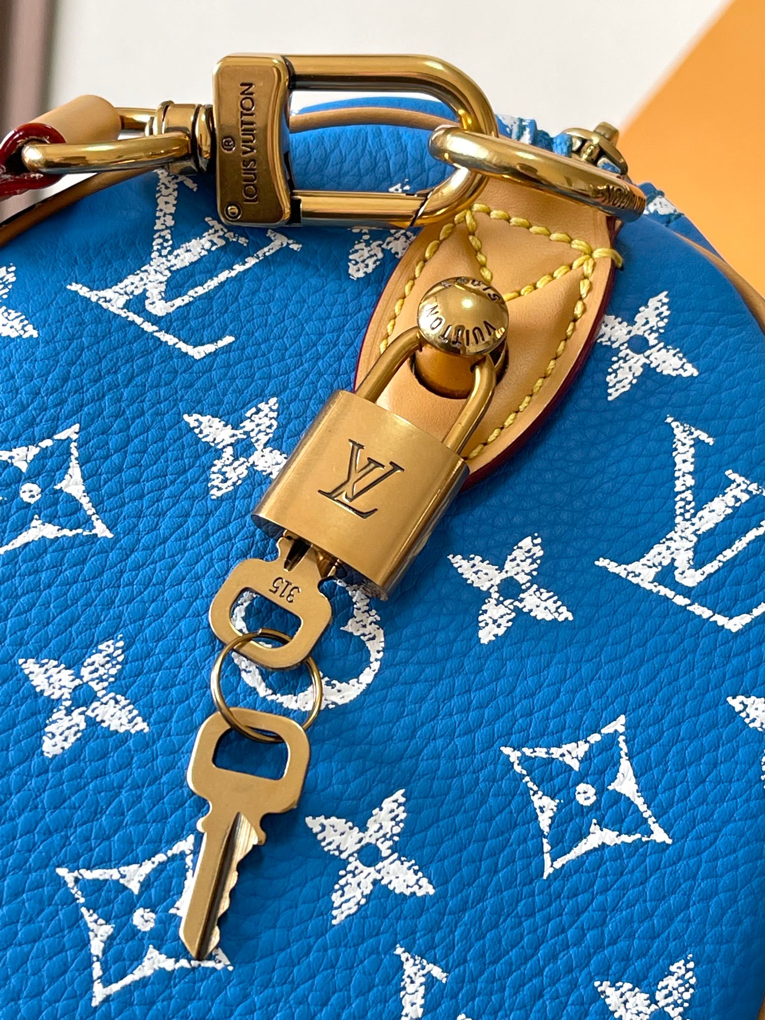 LOUIS VUITTON 路易威登 LV  Speedy 25  可拆卸肩带 LV牛皮革 斜挎包 单肩包 双肩包 水桶 手提包 蓝色 M24424