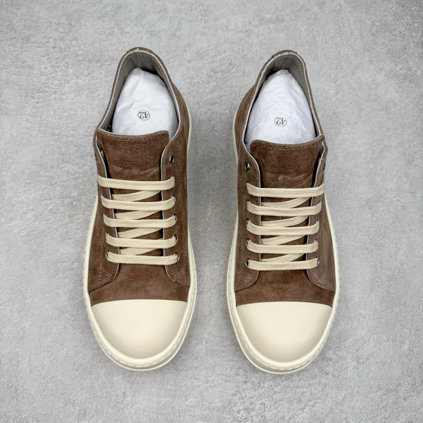 RICK OWENS DRKSHDW  RO 圆头 低筒  板鞋 休闲鞋 波鞋 男鞋 女鞋 麂皮 红棕色 DU01D1802SCF-5411