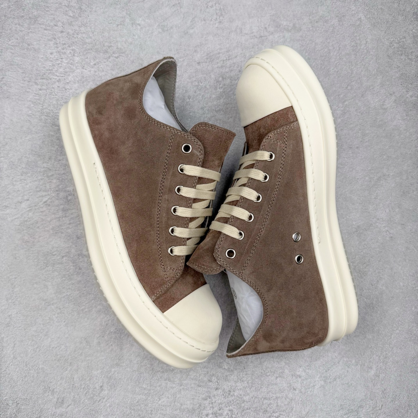 RICK OWENS DRKSHDW  RO 圆头 低筒  板鞋 休闲鞋 波鞋 男鞋 女鞋 麂皮 红棕色 DU01D1802SCF-5411