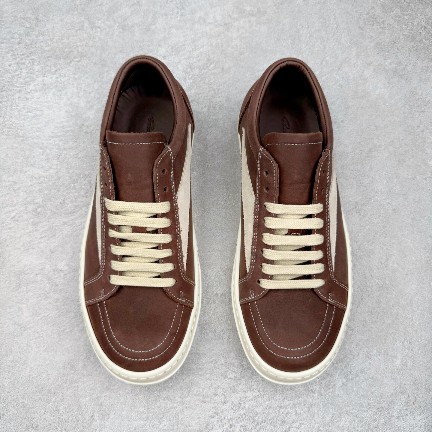 RICK OWENS DRKSHDW  RO 侵权 圆头 低筒  板鞋 休闲鞋 波鞋 男鞋 女鞋 疯马皮 棕色 RU02C7897LWNLVS-411