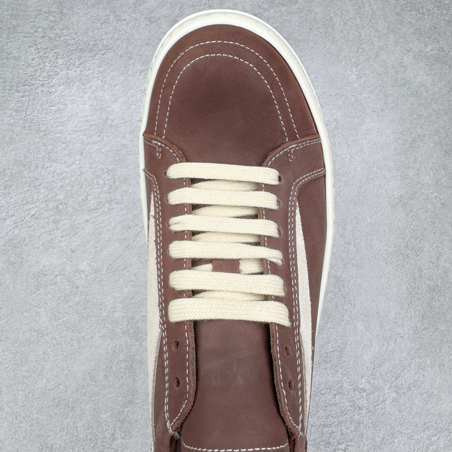 RICK OWENS DRKSHDW  RO 侵权 圆头 低筒  板鞋 休闲鞋 波鞋 男鞋 女鞋 疯马皮 棕色 RU02C7897LWNLVS-411