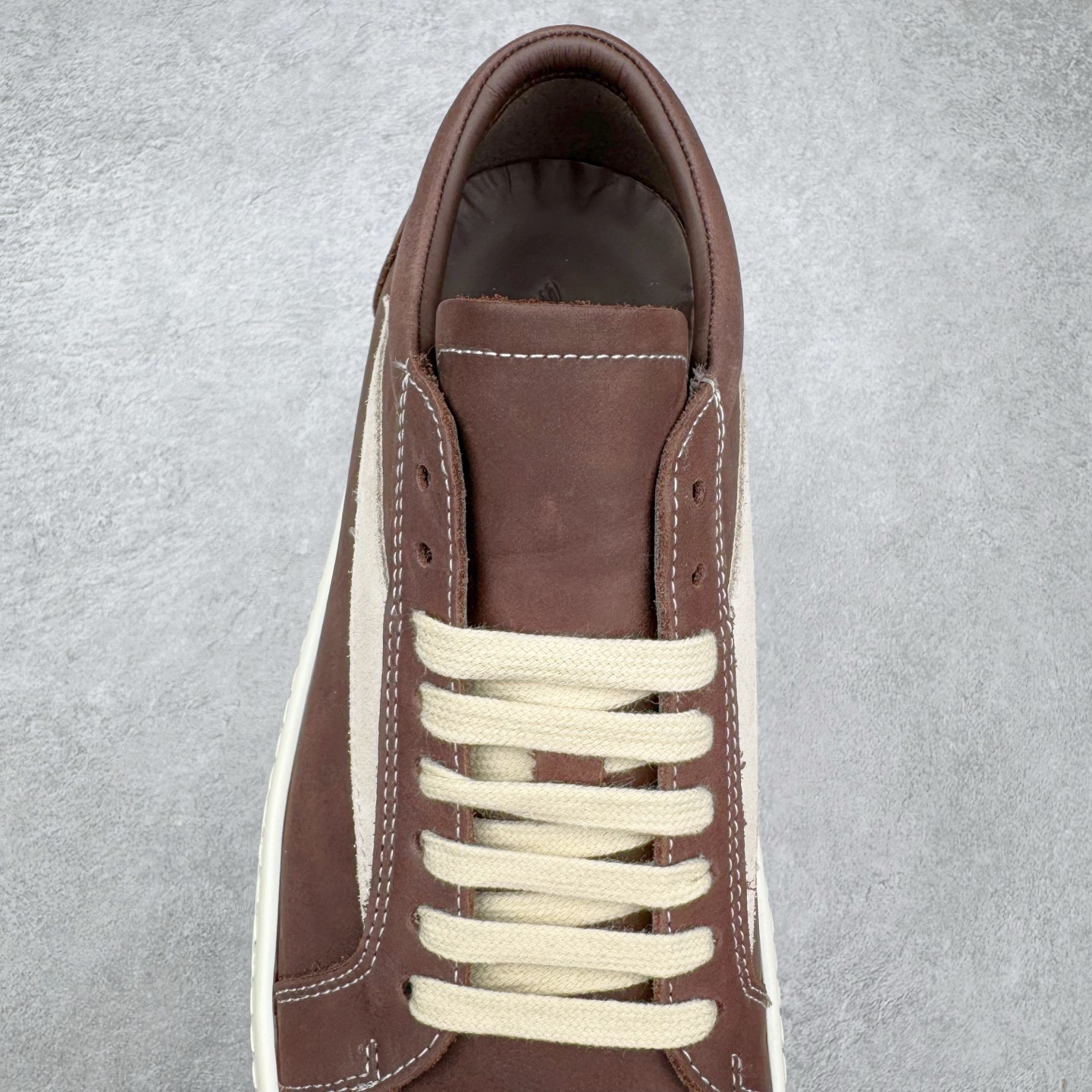 RICK OWENS DRKSHDW  RO 侵权 圆头 低筒  板鞋 休闲鞋 波鞋 男鞋 女鞋 疯马皮 棕色 RU02C7897LWNLVS-411