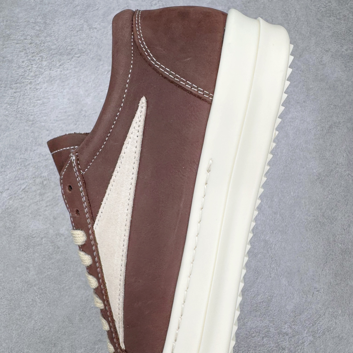 RICK OWENS DRKSHDW  RO 侵权 圆头 低筒  板鞋 休闲鞋 波鞋 男鞋 女鞋 疯马皮 棕色 RU02C7897LWNLVS-411