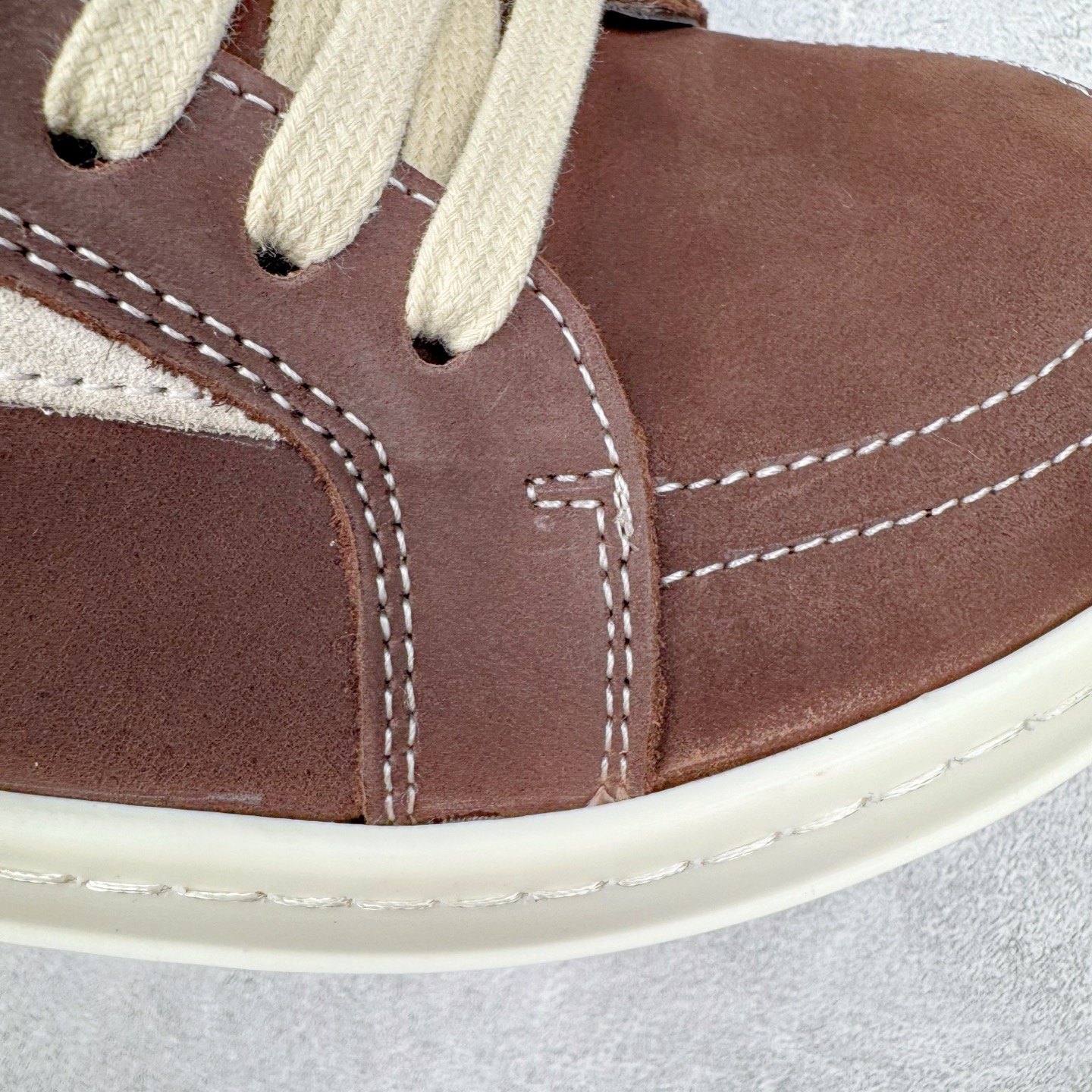 RICK OWENS DRKSHDW  RO 侵权 圆头 低筒  板鞋 休闲鞋 波鞋 男鞋 女鞋 疯马皮 棕色 RU02C7897LWNLVS-411