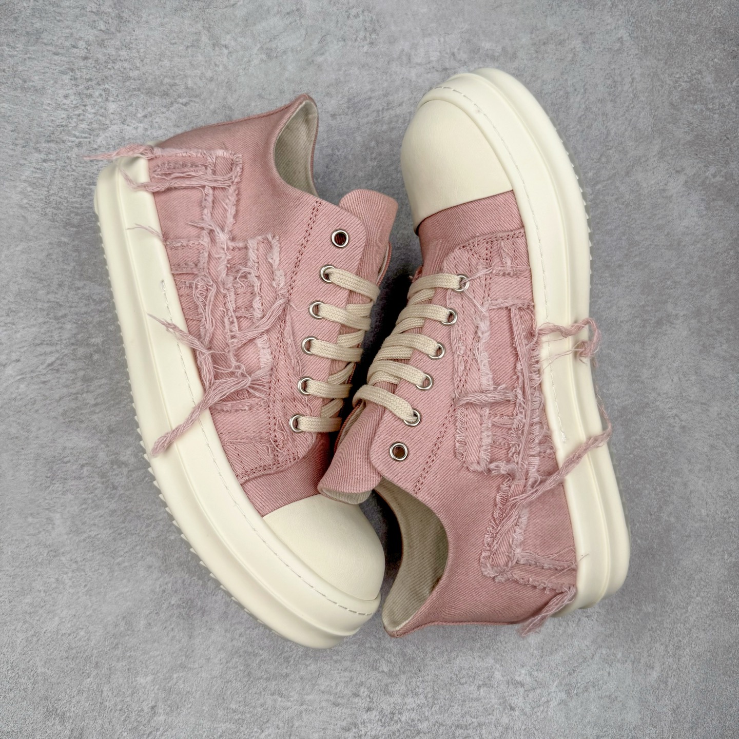 RICK OWENS DRKSHDW RO 破布 圆头 低筒  板鞋 休闲鞋 波鞋 男鞋 女鞋 粉色 DU01C6809SLASH-6311