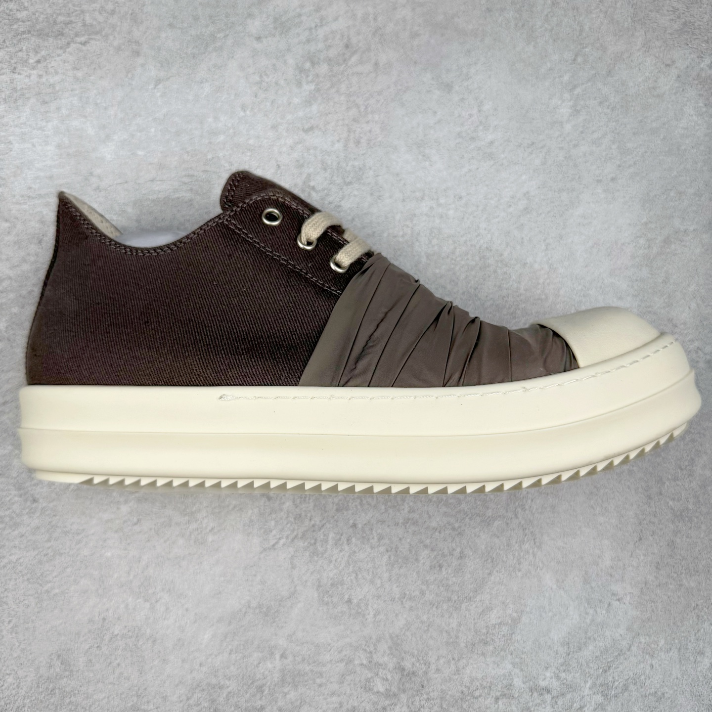 RICK OWENS DRKSHDW RO 拼接  圆头 低筒  板鞋 休闲鞋 波鞋 男鞋 女鞋 帆布 深灰色 DU01E3814DONP7-83411