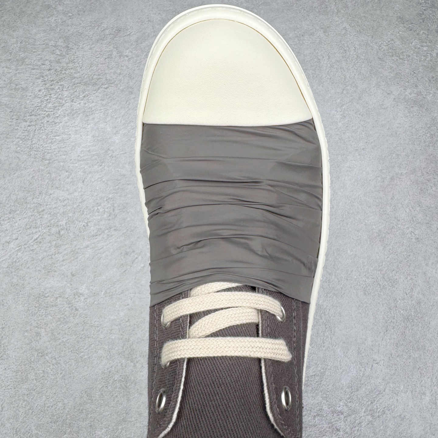 RICK OWENS DRKSHDW RO 拼接  圆头 低筒  板鞋 休闲鞋 波鞋 男鞋 女鞋 帆布 深灰色 DU01E3814DONP7-83411