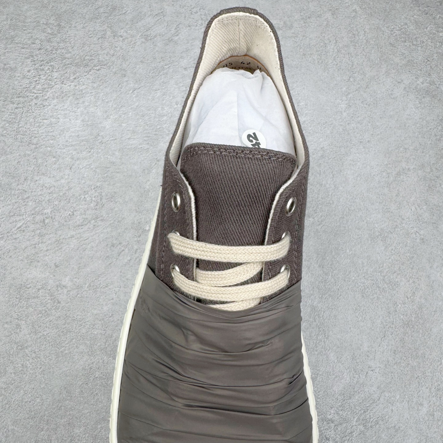 RICK OWENS DRKSHDW RO 拼接  圆头 低筒  板鞋 休闲鞋 波鞋 男鞋 女鞋 帆布 深灰色 DU01E3814DONP7-83411