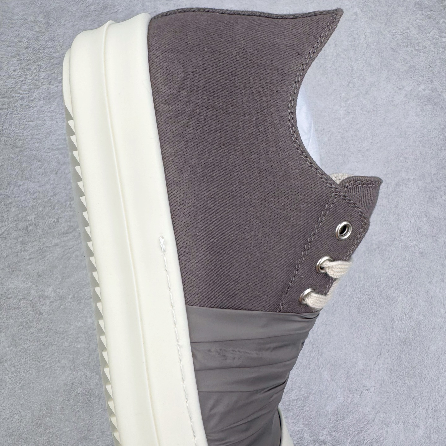 RICK OWENS DRKSHDW RO 拼接  圆头 低筒  板鞋 休闲鞋 波鞋 男鞋 女鞋 帆布 深灰色 DU01E3814DONP7-83411