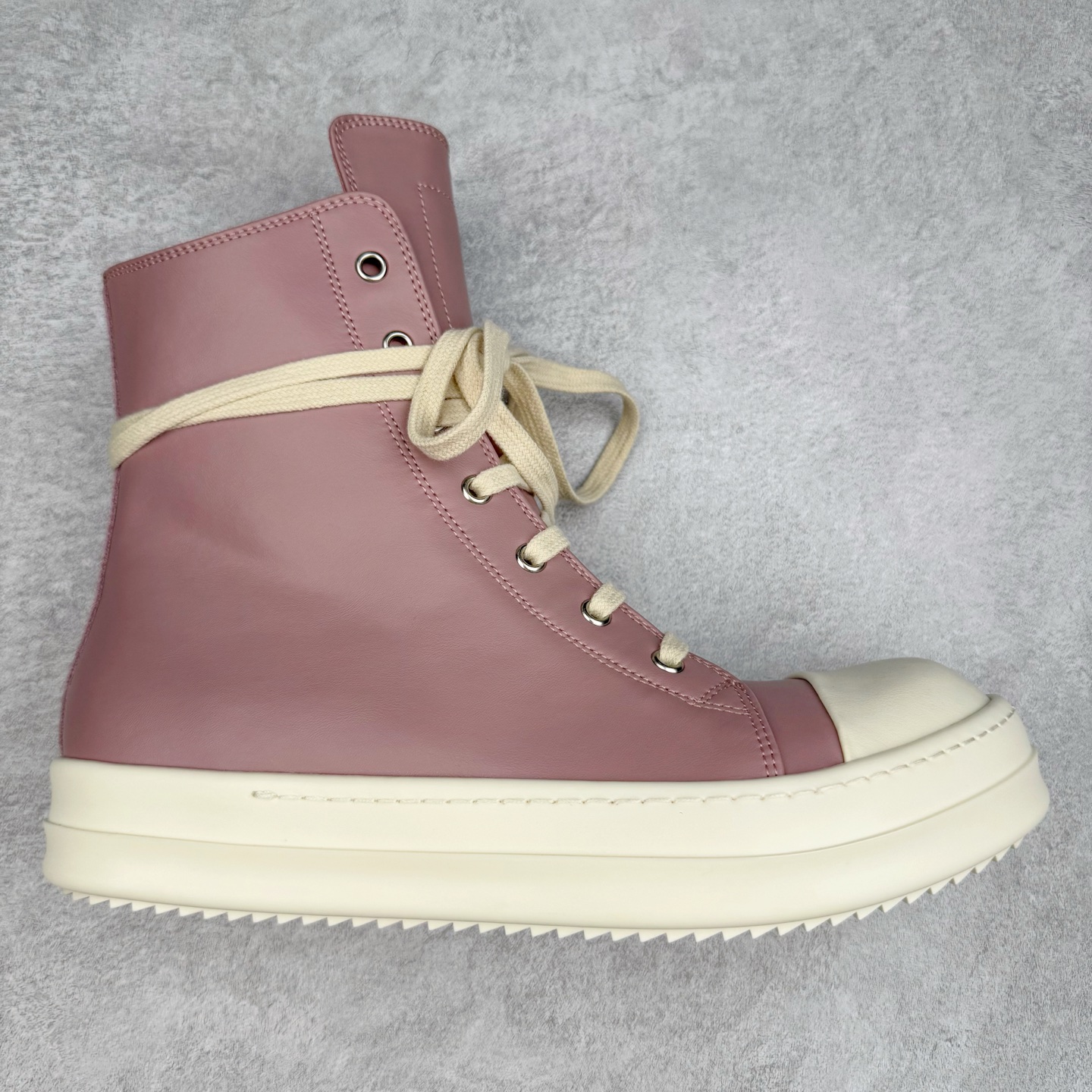 RICK OWENS DRKSHDW RO 圆头 高筒  板鞋 休闲鞋 波鞋 男鞋 女鞋 帆布 粉色 皮拉链 RU01D3890LCO-6311