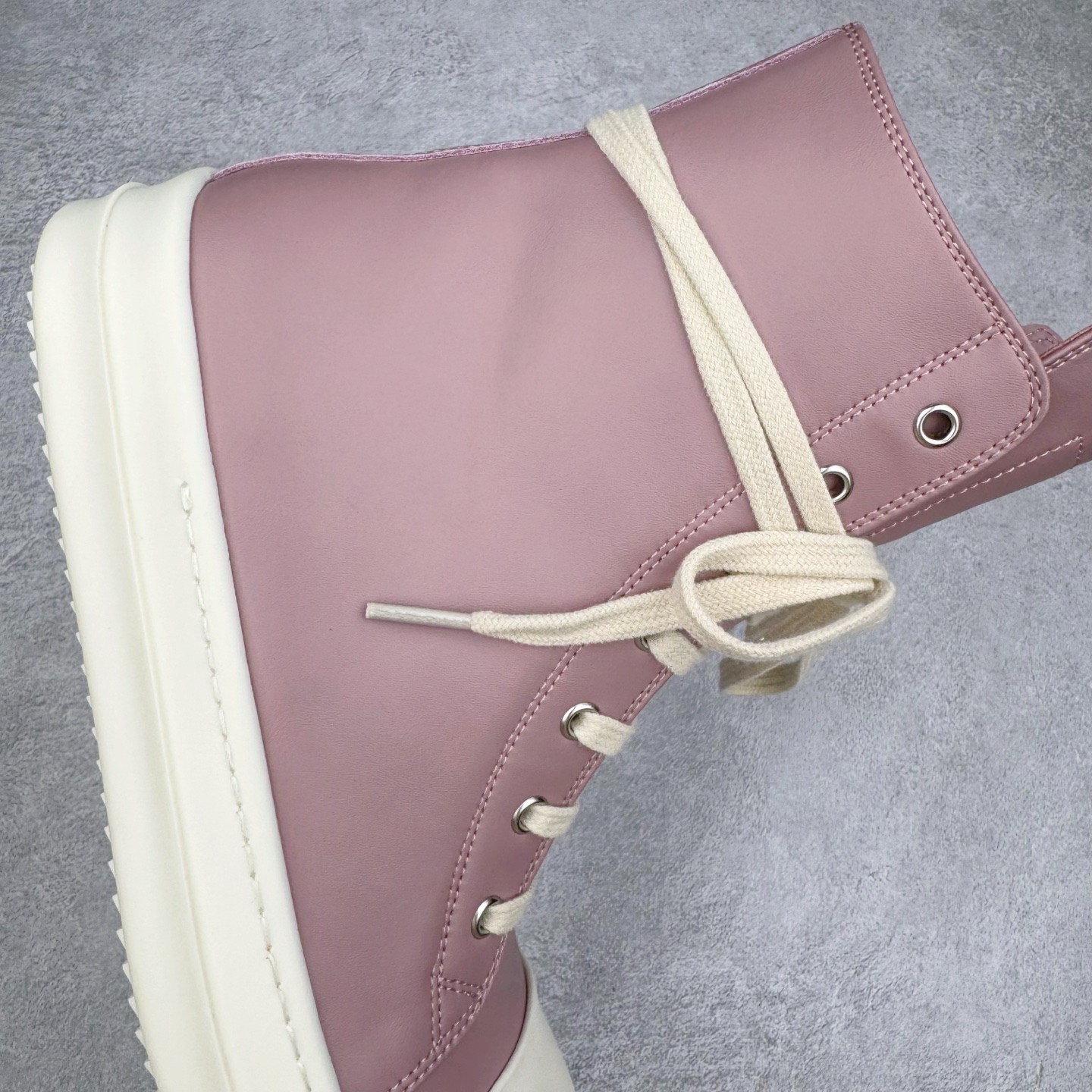 RICK OWENS DRKSHDW RO 圆头 高筒  板鞋 休闲鞋 波鞋 男鞋 女鞋 帆布 粉色 皮拉链 RU01D3890LCO-6311