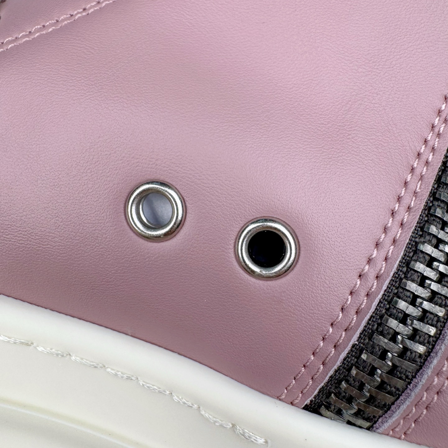 RICK OWENS DRKSHDW RO 圆头 高筒  板鞋 休闲鞋 波鞋 男鞋 女鞋 帆布 粉色 皮拉链 RU01D3890LCO-6311