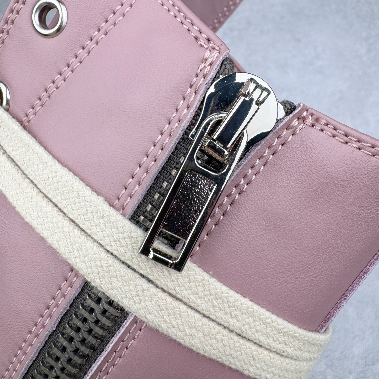 RICK OWENS DRKSHDW RO 圆头 高筒  板鞋 休闲鞋 波鞋 男鞋 女鞋 帆布 粉色 皮拉链 RU01D3890LCO-6311