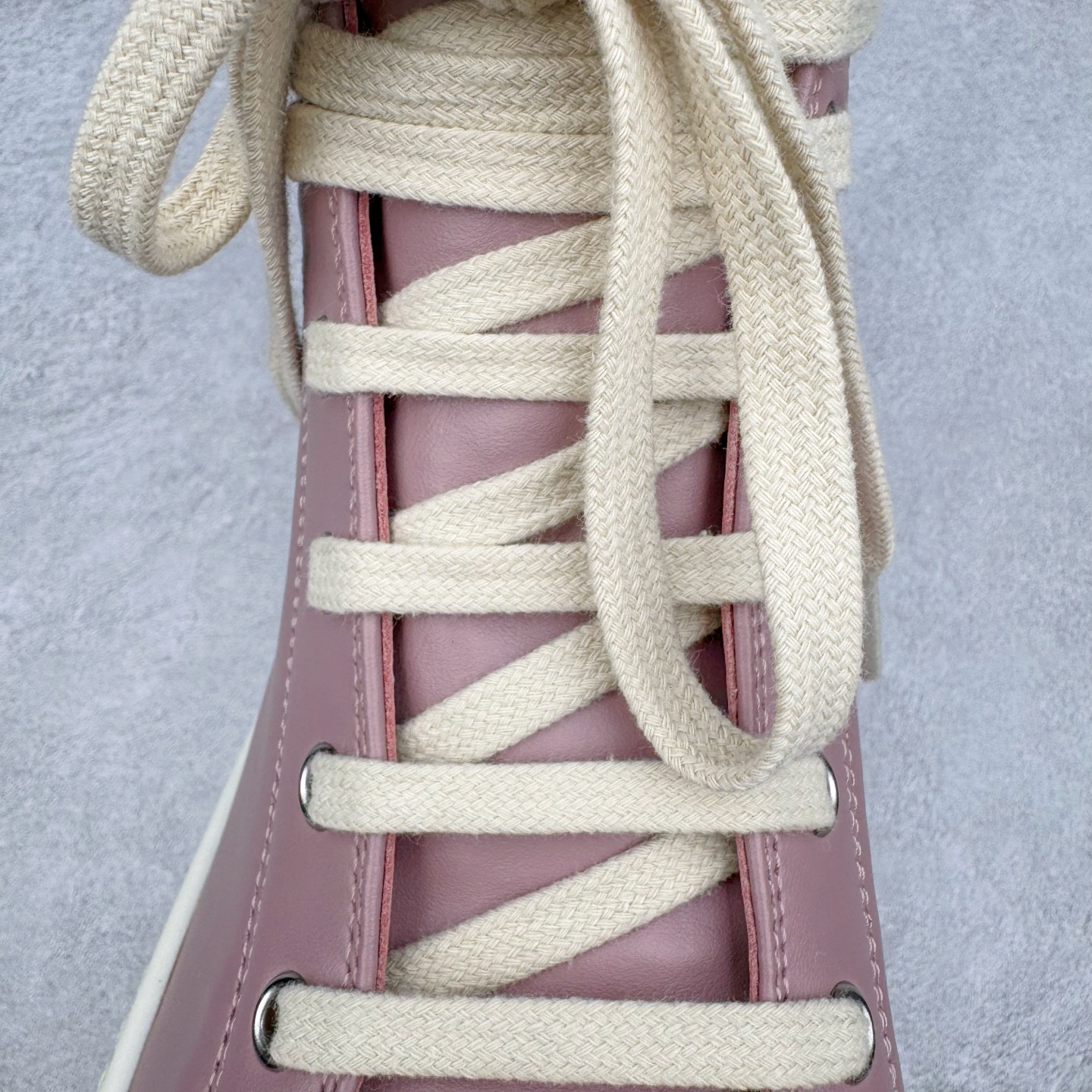 RICK OWENS DRKSHDW RO 圆头 高筒  板鞋 休闲鞋 波鞋 男鞋 女鞋 帆布 粉色 皮拉链 RU01D3890LCO-6311