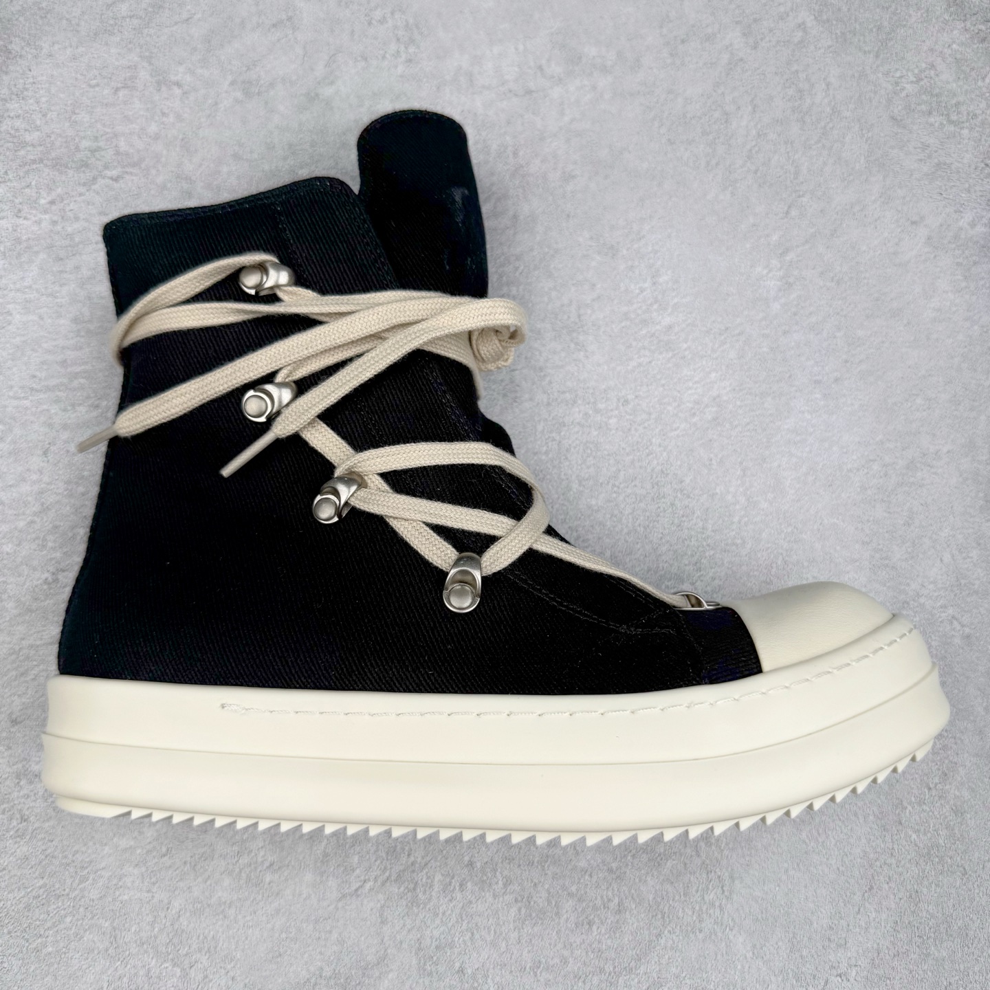 RICK OWENS DRKSHDW RO 圆头 高筒  板鞋 休闲鞋 波鞋 男鞋 女鞋 帆布 黑色 帆布拉链 DU02D2805DO-9811