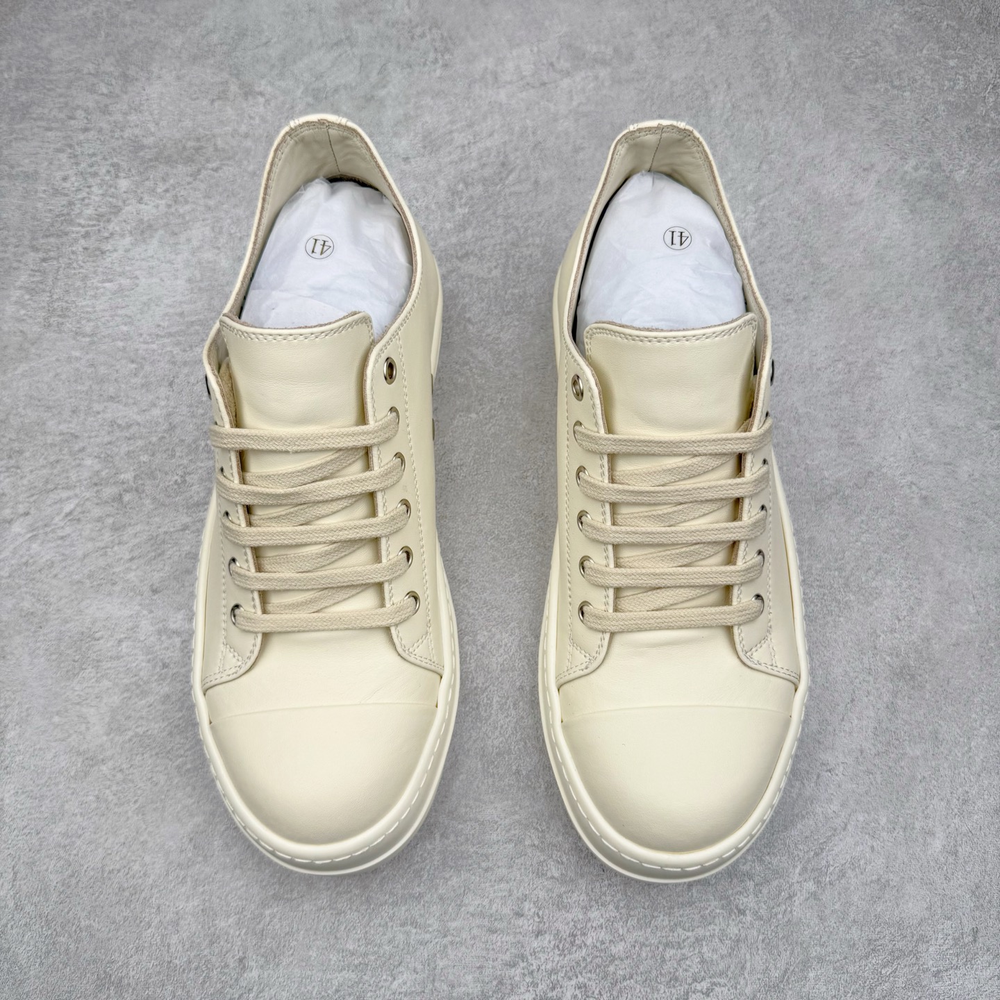 RICK OWENS DRKSHDW RO 圆头 低筒  板鞋 休闲鞋 波鞋 男鞋 女鞋 帆布 白色 皮质 RU01E5891LCO-1111