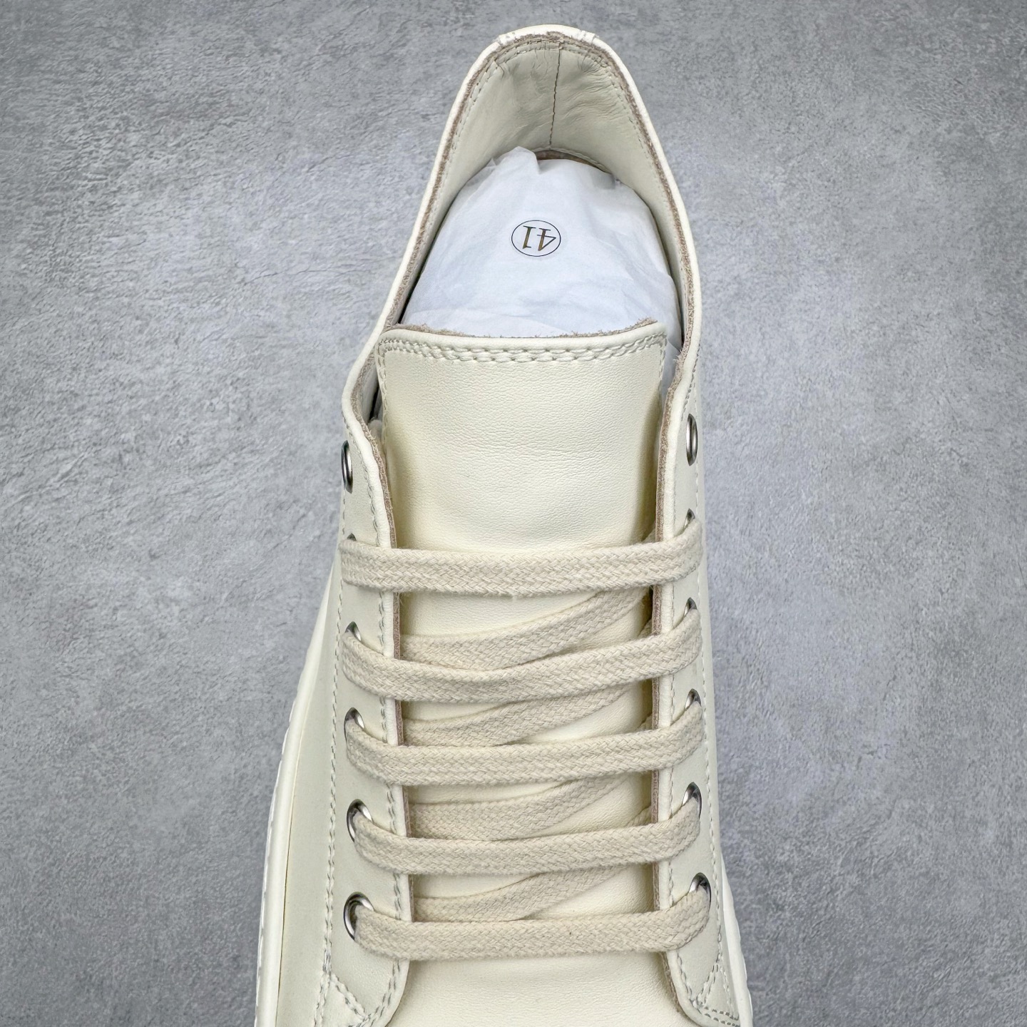 RICK OWENS DRKSHDW RO 圆头 低筒  板鞋 休闲鞋 波鞋 男鞋 女鞋 帆布 白色 皮质 RU01E5891LCO-1111