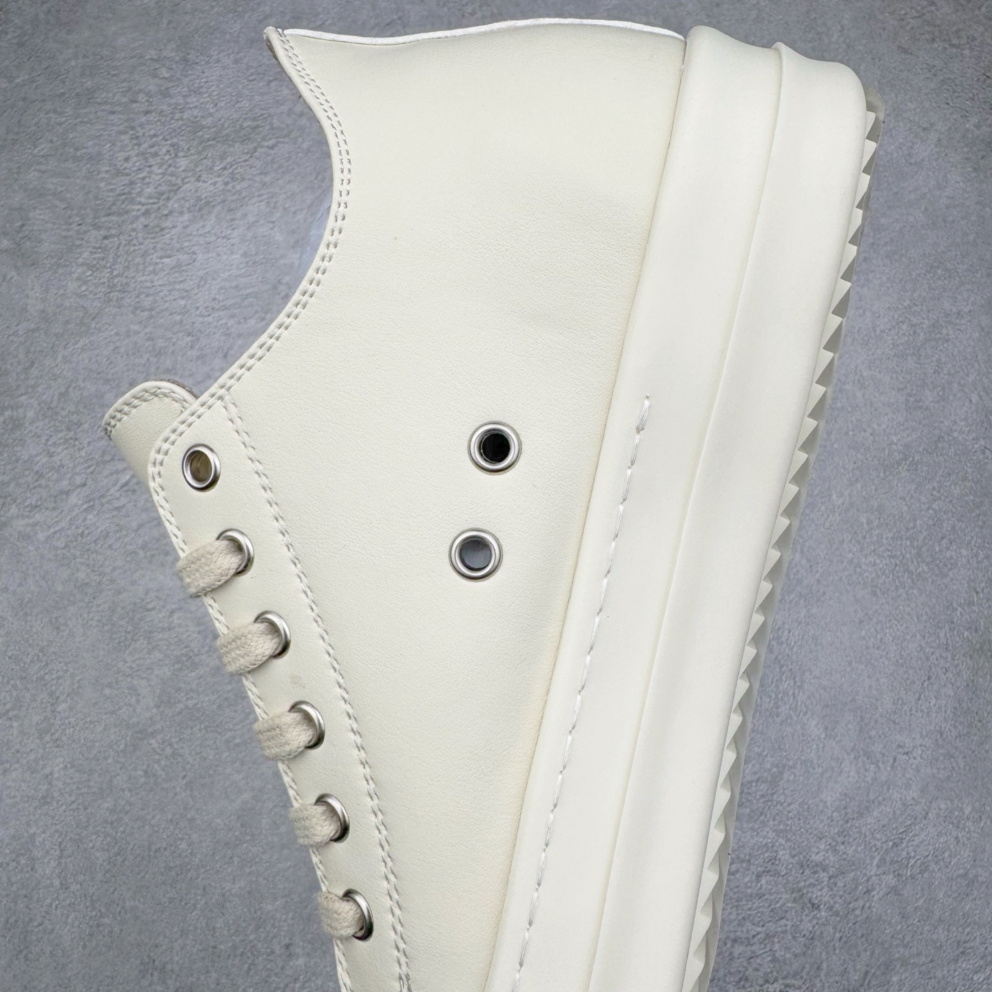 RICK OWENS DRKSHDW RO 圆头 低筒  板鞋 休闲鞋 波鞋 男鞋 女鞋 帆布 白色 皮质 RU01E5891LCO-1111