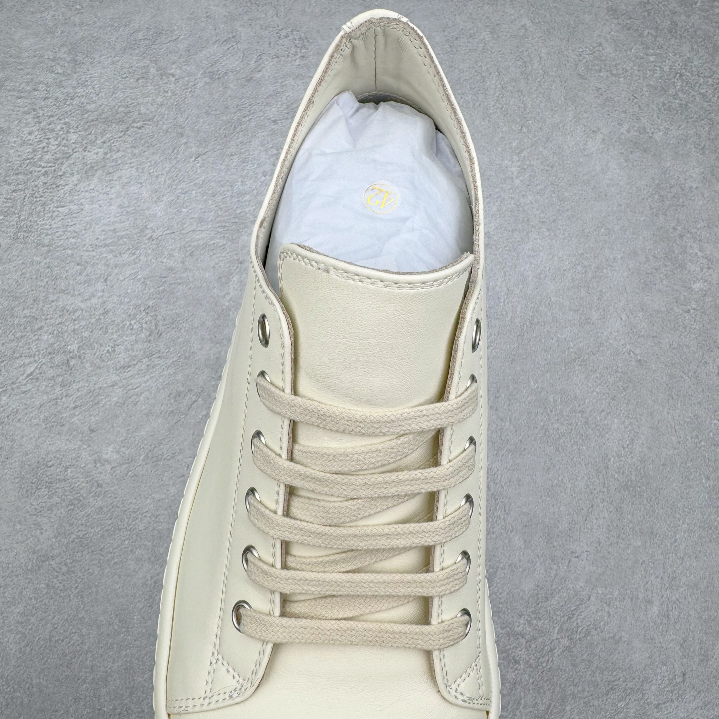 RICK OWENS DRKSHDW RO 圆头 低筒  板鞋 休闲鞋 波鞋 男鞋 女鞋 帆布 白色 皮质厚底 RP01E7876LCO-1111