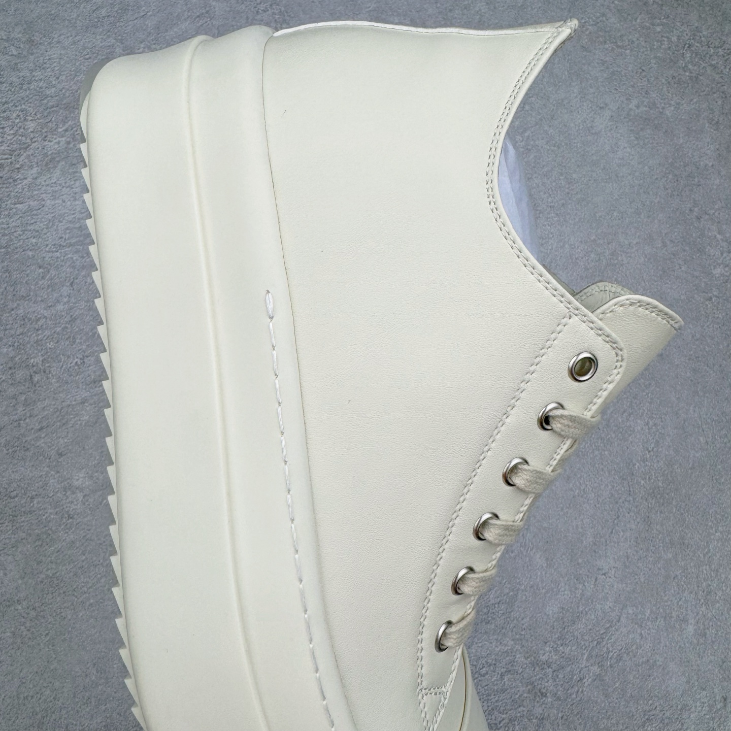 RICK OWENS DRKSHDW RO 圆头 低筒  板鞋 休闲鞋 波鞋 男鞋 女鞋 帆布 白色 皮质厚底 RP01E7876LCO-1111