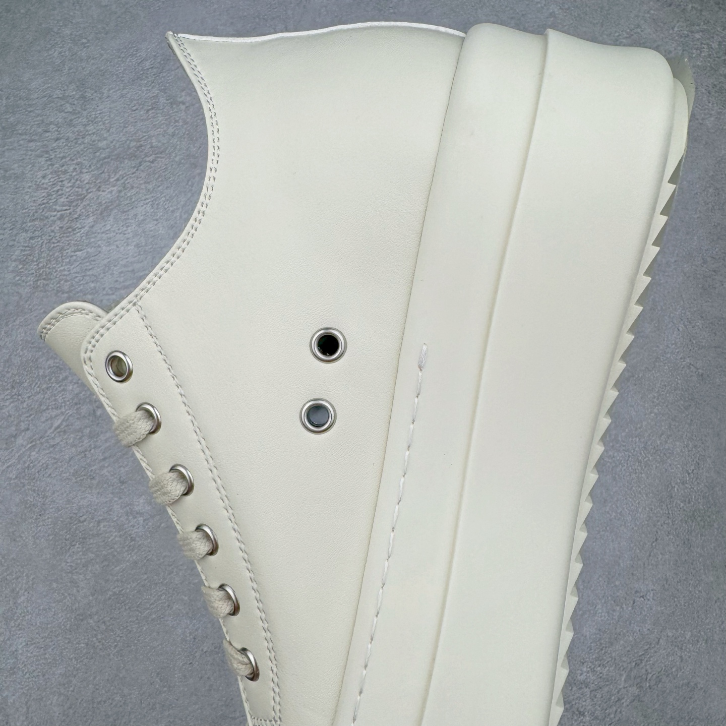 RICK OWENS DRKSHDW RO 圆头 低筒  板鞋 休闲鞋 波鞋 男鞋 女鞋 帆布 白色 皮质厚底 RP01E7876LCO-1111