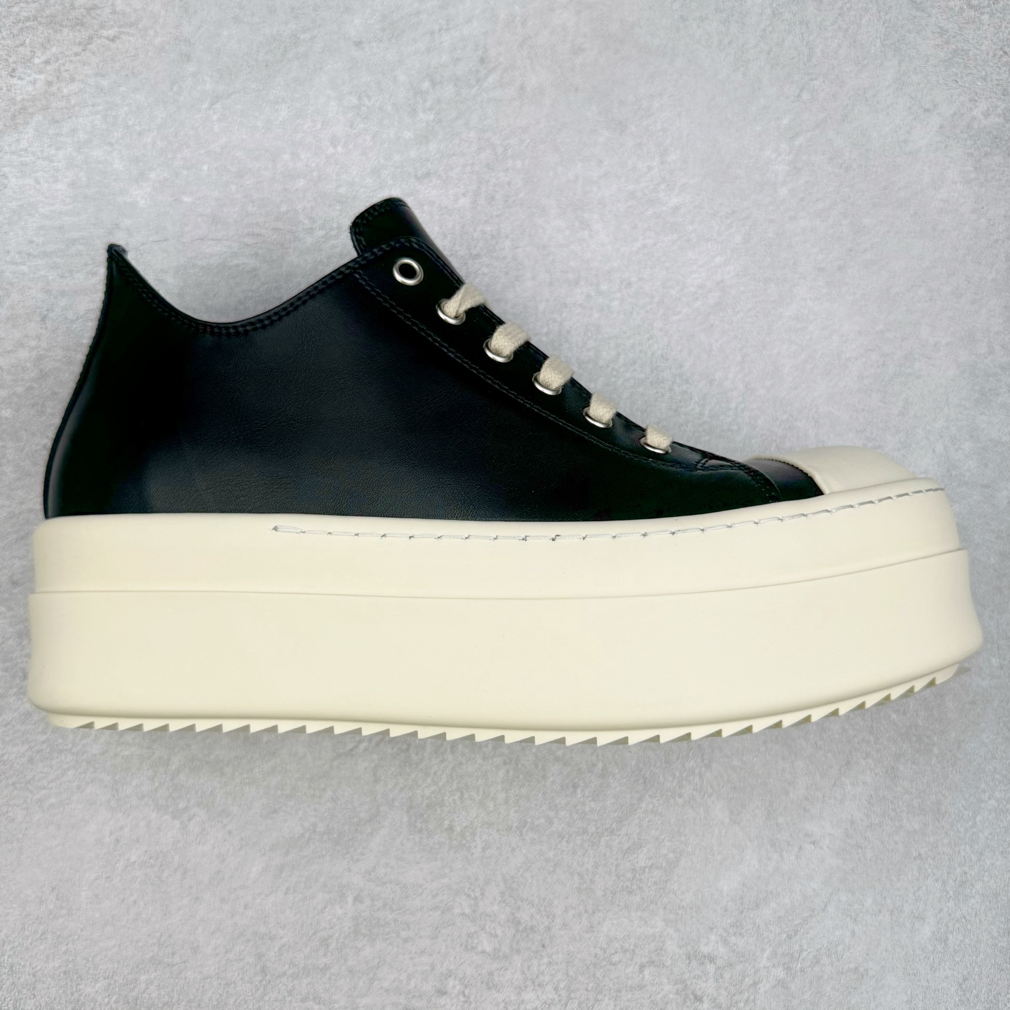 RICK OWENS DRKSHDW RO 圆头 低筒  板鞋 休闲鞋 波鞋 男鞋 女鞋 帆布 黑色 皮质厚底 RP01E7876LCO-911