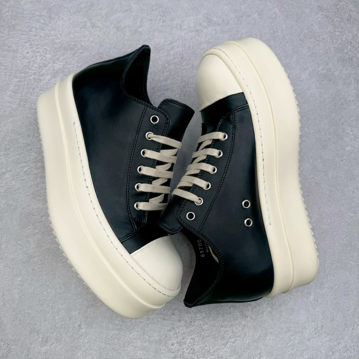 RICK OWENS DRKSHDW RO 圆头 低筒  板鞋 休闲鞋 波鞋 男鞋 女鞋 帆布 黑色 皮质厚底 RP01E7876LCO-911